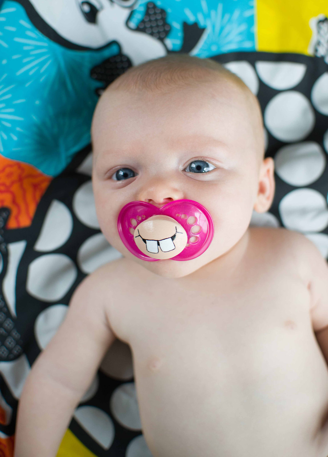 Cute Buck Teeth Custom Hand Painted MAM Pink Pacifier By PiquantDesigns
